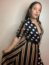 Load image into Gallery viewer, Polka Dot &amp; Vertical-Stripes Maxi Dress