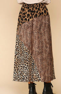 Mixed Animal Print Maxi Skirt