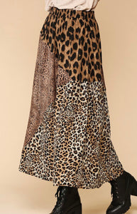 Mixed Animal Print Maxi Skirt