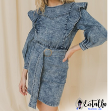 Load image into Gallery viewer, Denim Puff Sleeve Dress